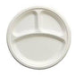 Bagasse 10” Round 3 Compartment Plate