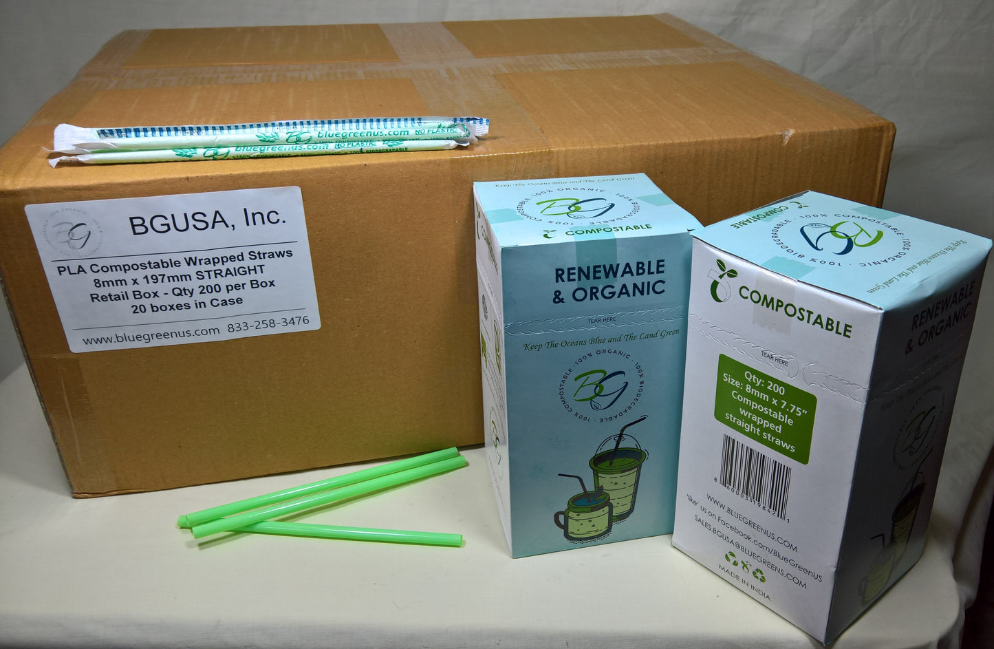 Compostable 8mm x 7.75” PLA STRAIGHT Straws – RETAIL BOXES